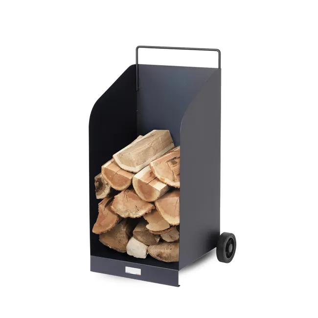 Chariot à bûches bleu celeste