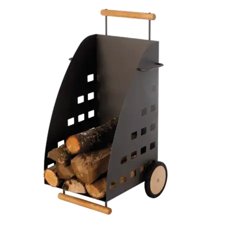Chariot à bûches gris sablé