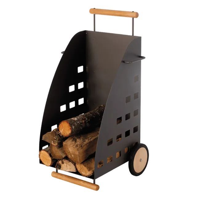 Chariot à bûches gris sablé